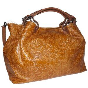 Isadora Italian Leather Large Satchel Handbag / Cognac / GREAT condition